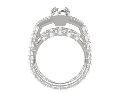 Engagement diamond ring isolated on white background. 3d rendering