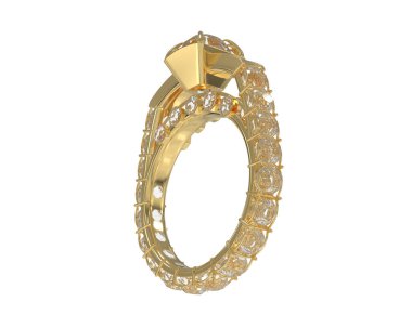 Engagement diamond ring isolated on white background. 3d rendering