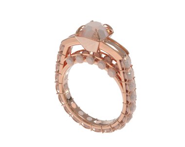 Engagement diamond ring isolated on white background. 3d rendering