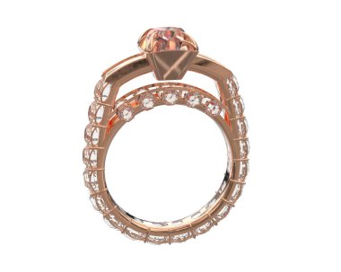Engagement diamond ring isolated on white background. 3d rendering