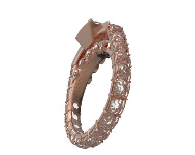 Engagement diamond ring isolated on white background. 3d rendering