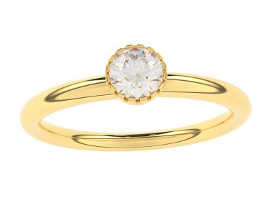 Engagement diamond ring isolated on white background. 3d rendering