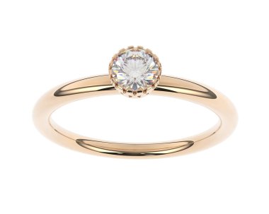 Engagement diamond ring isolated on white background. 3d rendering