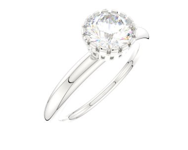 Engagement diamond ring isolated on white background. 3d rendering