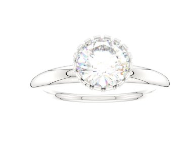 Engagement diamond ring isolated on white background. 3d rendering