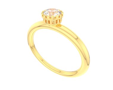 Engagement diamond ring isolated on white background. 3d rendering