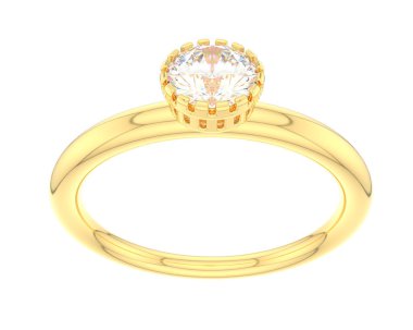 Engagement diamond ring isolated on white background. 3d rendering