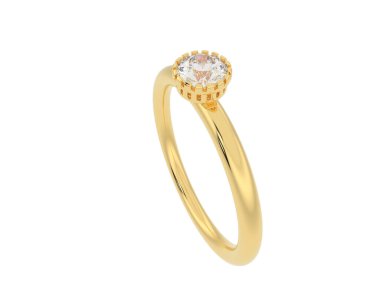 Engagement diamond ring isolated on white background. 3d rendering