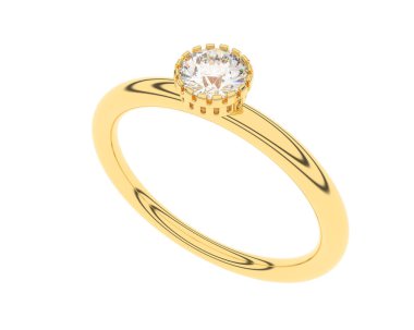 Engagement diamond ring isolated on white background. 3d rendering