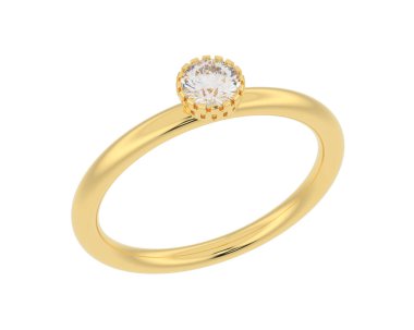 Engagement diamond ring isolated on white background. 3d rendering
