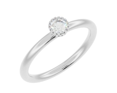 Engagement diamond ring isolated on white background. 3d rendering