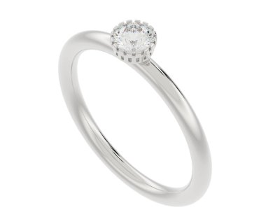 Engagement diamond ring isolated on white background. 3d rendering