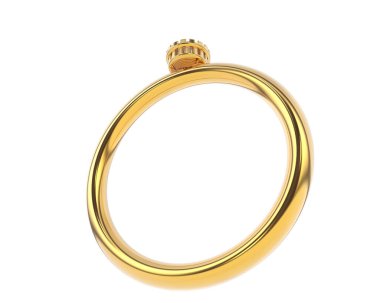 Engagement diamond ring isolated on white background. 3d rendering