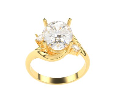 Engagement diamond ring isolated on white background. 3d rendering