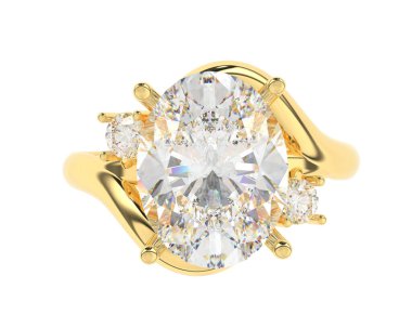 Engagement diamond ring isolated on white background. 3d rendering