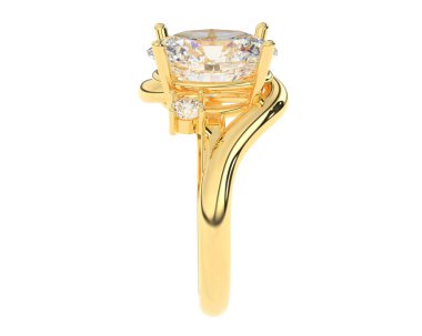 Engagement diamond ring isolated on white background. 3d rendering