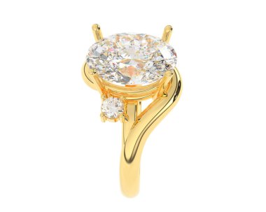 Engagement diamond ring isolated on white background. 3d rendering