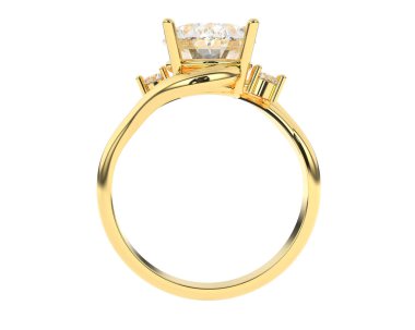 Engagement diamond ring isolated on white background. 3d rendering