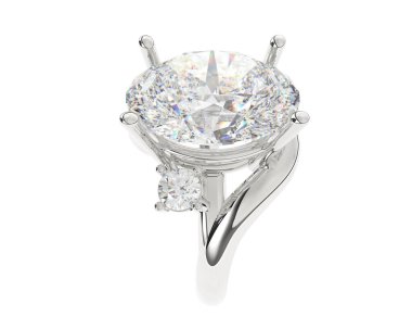 Engagement diamond ring isolated on white background. 3d rendering