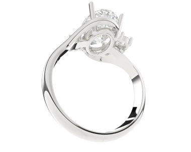 Engagement diamond ring isolated on white background. 3d rendering
