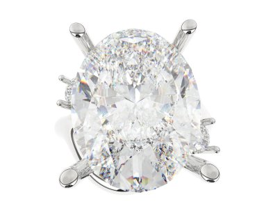 Engagement diamond ring isolated on white background. 3d rendering