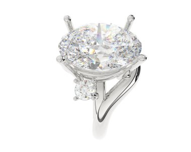 Engagement diamond ring isolated on white background. 3d rendering