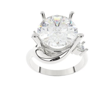 Engagement diamond ring isolated on white background. 3d rendering