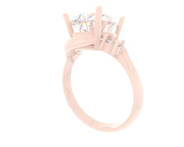 Engagement diamond ring isolated on white background. 3d rendering