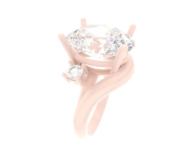 Engagement diamond ring isolated on white background. 3d rendering