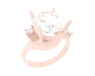 Engagement diamond ring isolated on white background. 3d rendering
