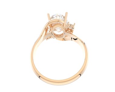 Engagement diamond ring isolated on white background. 3d rendering