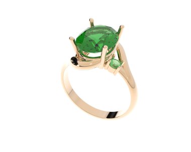 Engagement diamond ring isolated on white background. 3d rendering