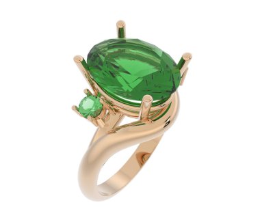 Engagement diamond ring isolated on white background. 3d rendering