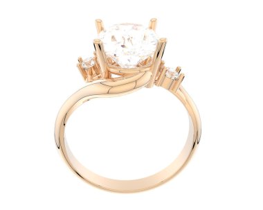 Engagement diamond ring isolated on white background. 3d rendering