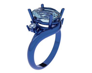 Engagement diamond ring isolated on white background. 3d rendering