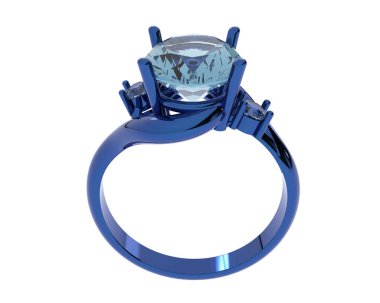 Engagement diamond ring isolated on white background. 3d rendering