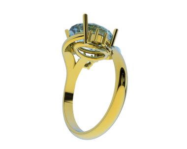 Engagement diamond ring isolated on white background. 3d rendering