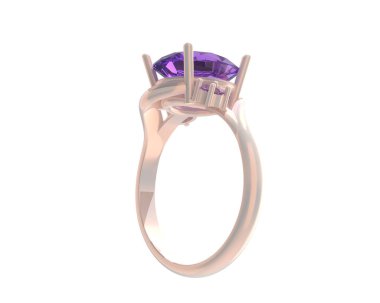 Engagement diamond ring isolated on white background. 3d rendering