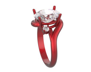 Engagement diamond ring isolated on white background. 3d rendering