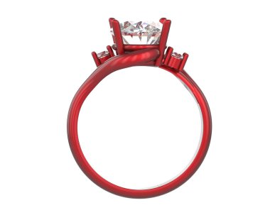 Engagement diamond ring isolated on white background. 3d rendering