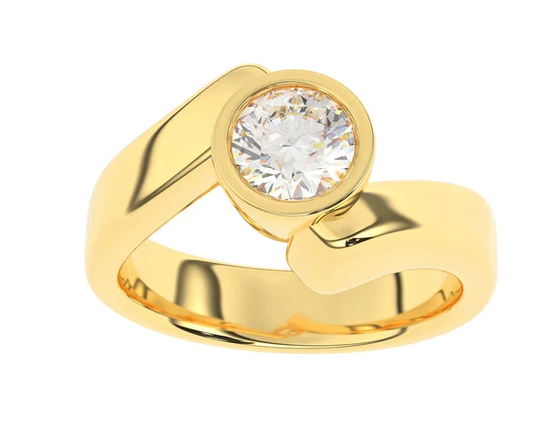 Engagement Diamond Ring Isolated White Background Rendering — Stock Photo, Image