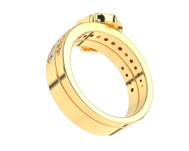 Nişan yüzüğü beyaz arkaplanda izole edildi