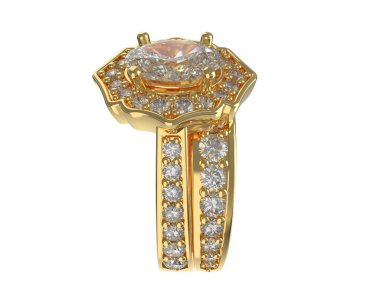 Nişan yüzüğü beyaz arkaplanda izole edildi