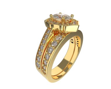 Nişan yüzüğü beyaz arkaplanda izole edildi