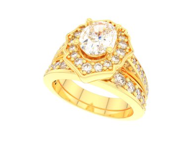 Nişan yüzüğü beyaz arkaplanda izole edildi