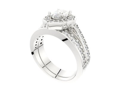 Nişan yüzüğü beyaz arkaplanda izole edildi