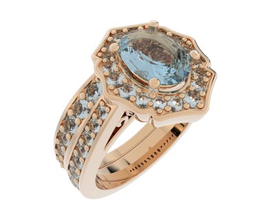 Nişan yüzüğü beyaz arkaplanda izole edildi