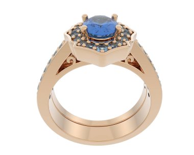 Nişan yüzüğü beyaz arkaplanda izole edildi