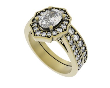 Nişan yüzüğü beyaz arkaplanda izole edildi