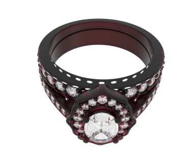 Nişan yüzüğü beyaz arkaplanda izole edildi